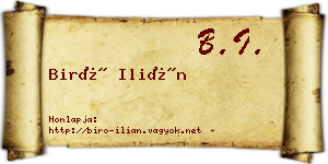 Biró Ilián névjegykártya